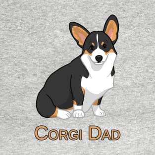 Cute Black Tricolor Pembroke Corgi Dog Dad T-Shirt